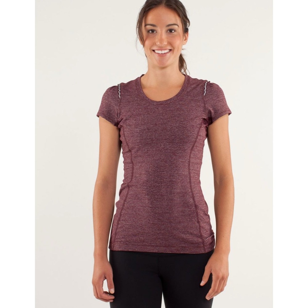 Lululemon Star Runner Short Sleeve  Tonka Stripe Pigment Bordeaux Drama